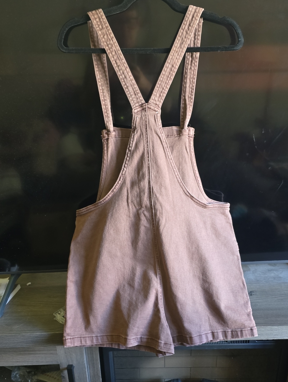 Zenana Outfitters Brown Cotton Short Overalls Romper - Picture 3 of 3